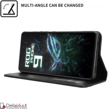 Dirbtinės odos atverčiamas dėklas su skyreliais - juodas (Asus Rog Phone 9/9 Pro) Dirbtinės odos atverčiamas dėklas su skyreliais - juodas (Asus Rog Phone 9/9 Pro)